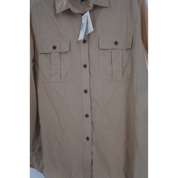 J. Crew Women's Khaki 100% Cotton Safari Classic Core Timeless Shirt Size 14 NWT - Picture 2 of 10